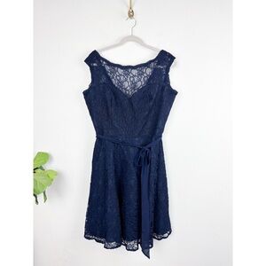 Mari Lee Madeline Gardner Navy Blue Lace Sleeveless Dress Sz 20
